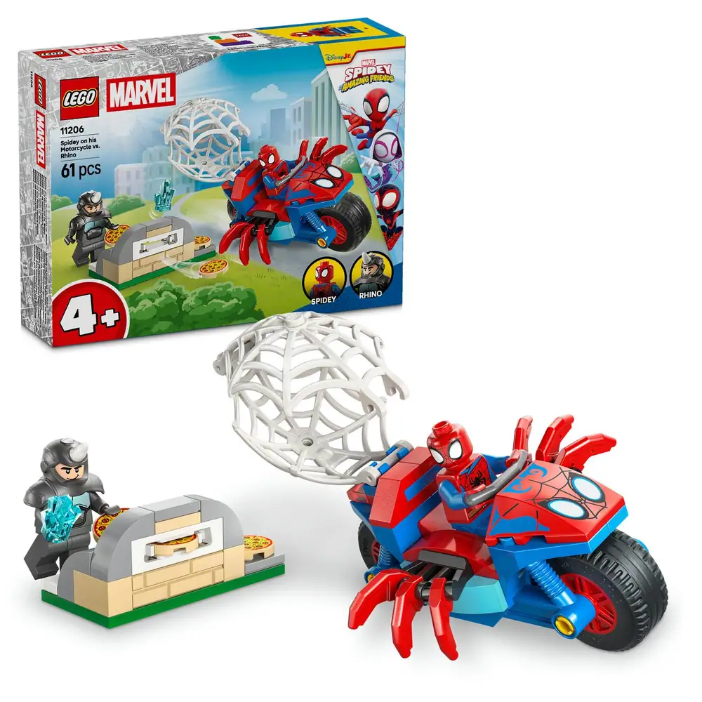 LEGO Marvel Spidey on his Motorcycle vs. Rhino Toy 11206