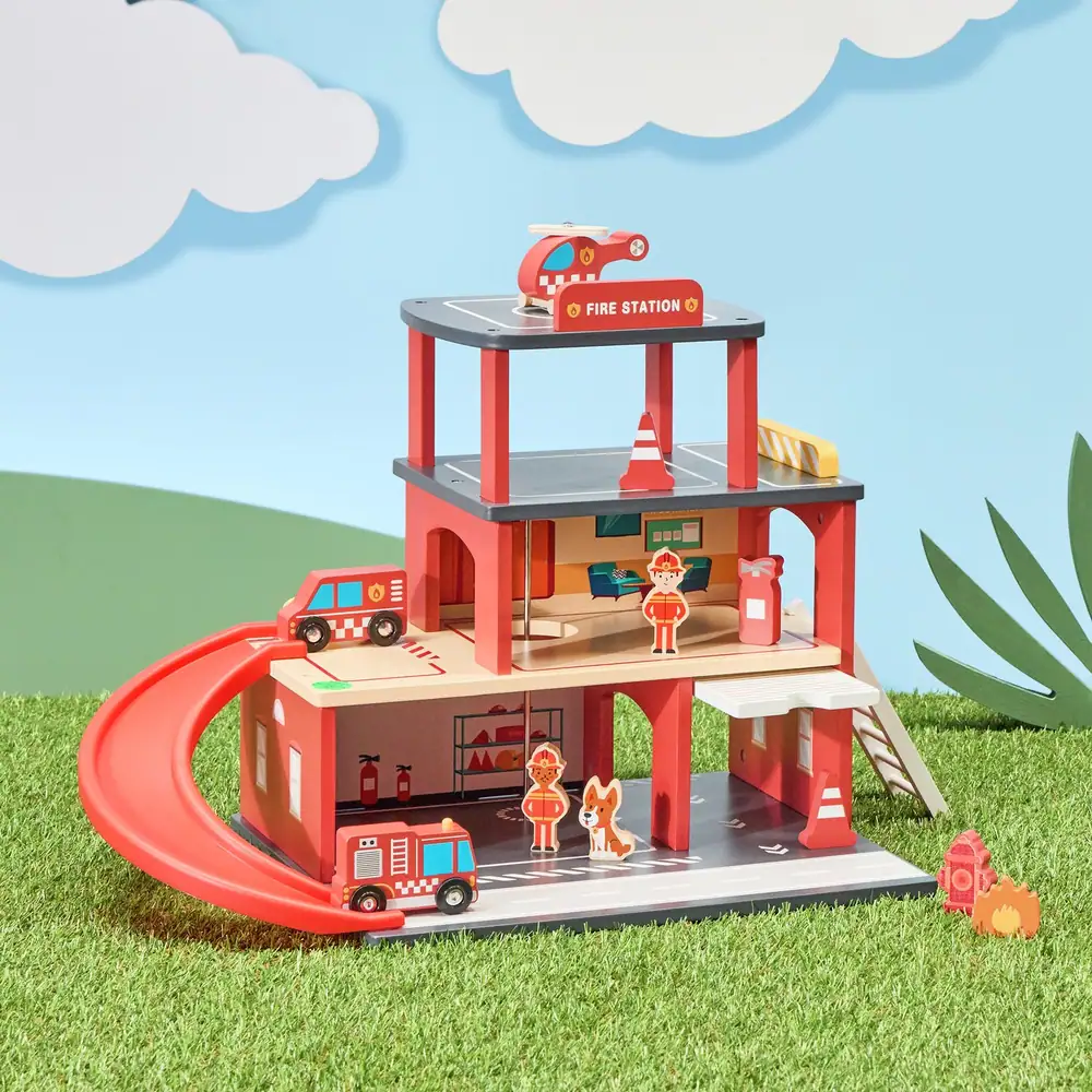 Chad Valley Large Wooden Firestation Playset