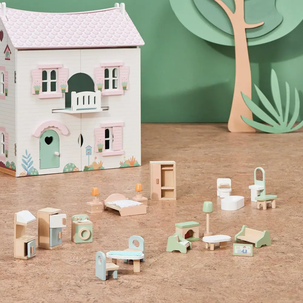Chad Valley Wooden Doll House Accessories Set
